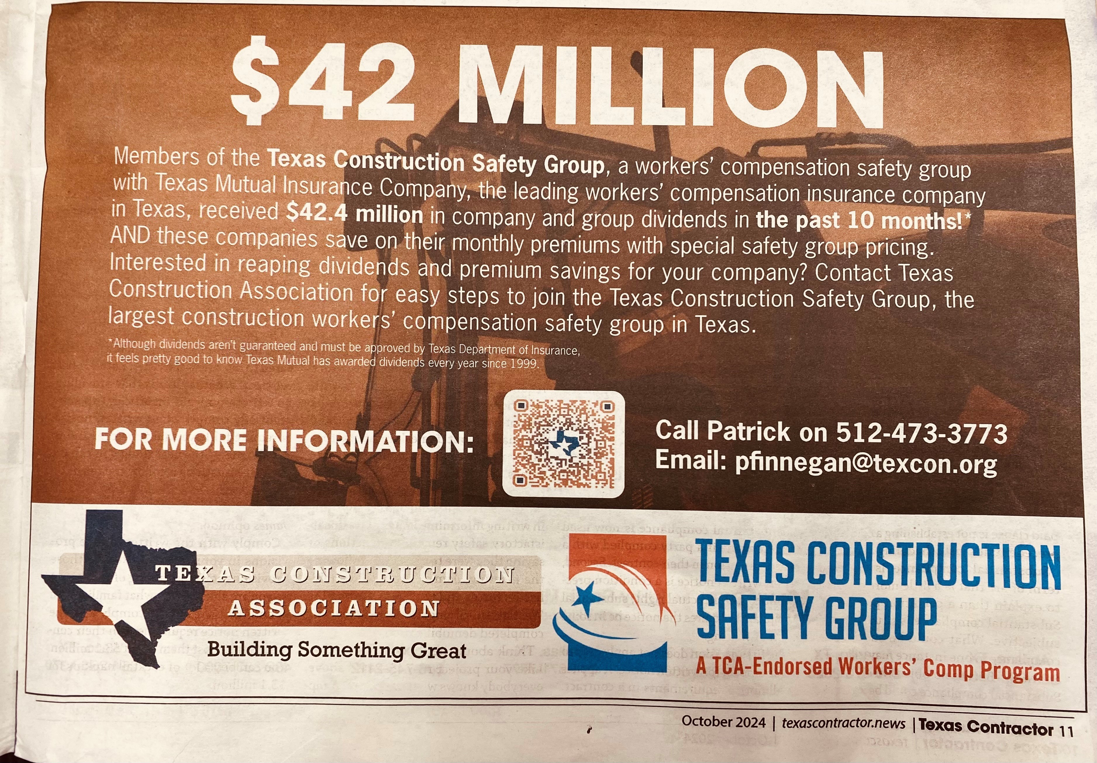 TCA Ad In This Month’s TEXAS CONTRACTOR Magazine